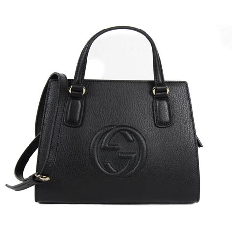 Gucci Soho Leather Tote Crossbody Bag Black 607722